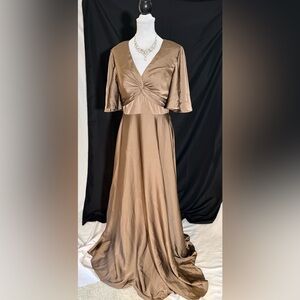 Chic Long Sleeve Brown Dress